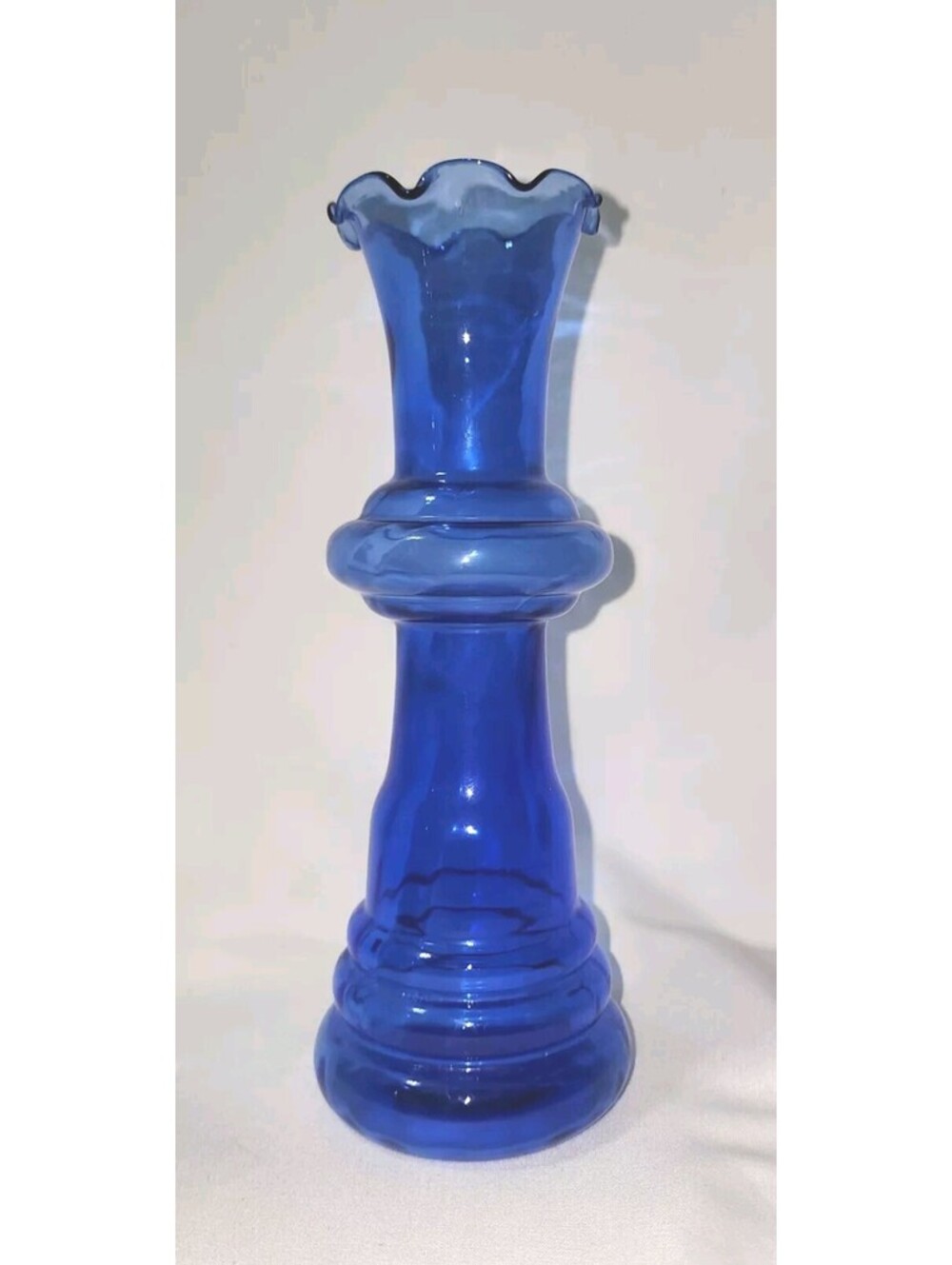 Vintage Blue Beehive Base Glass Bud Vase